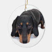 Little Dachshund Keramisch Ornament (Links)