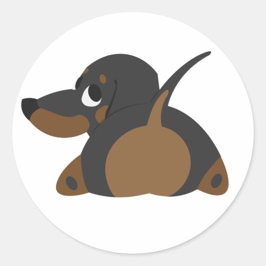 Little Dachshund Ronde Sticker (Voorkant)