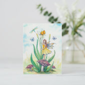 Little Daffodil Fairy Fantasy Art Illustratie Briefkaart (Staand voorkant)