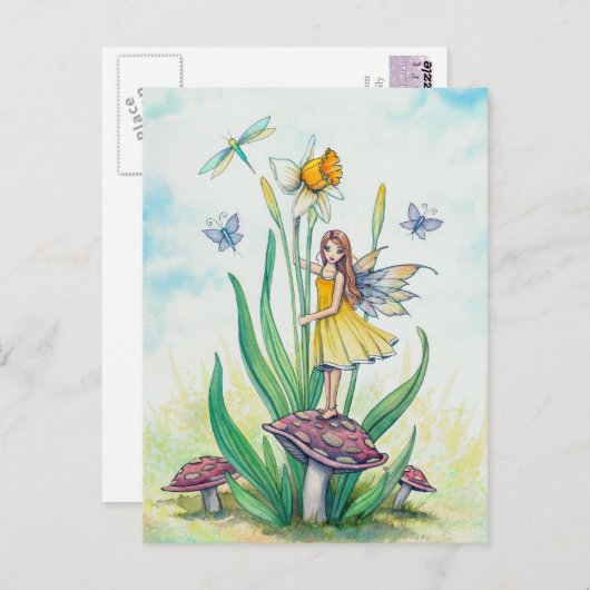 Little Daffodil Fairy Fantasy Art Illustratie Briefkaart (Voorkant / Achterkant)