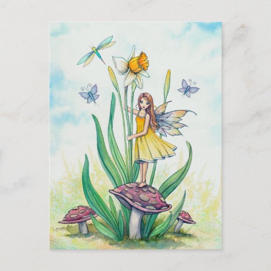Little Daffodil Fairy Fantasy Art Illustratie Briefkaart (Voorkant)