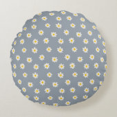 Little Daisies - dusty steel gray Rond Kussen (Voorkant)