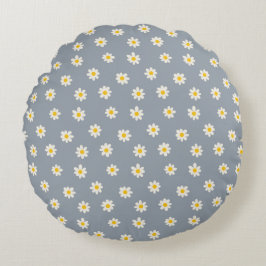 Little Daisies - dusty steel gray Rond Kussen