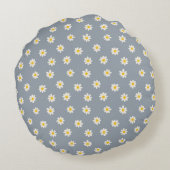 Little Daisies - dusty steel gray Rond Kussen (Achterkant)