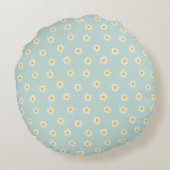 Little Daisies - soft teal Rond Kussen (Achterkant)