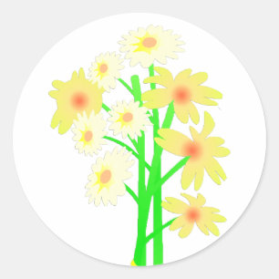 Little Daisy Bouquet Ronde Sticker