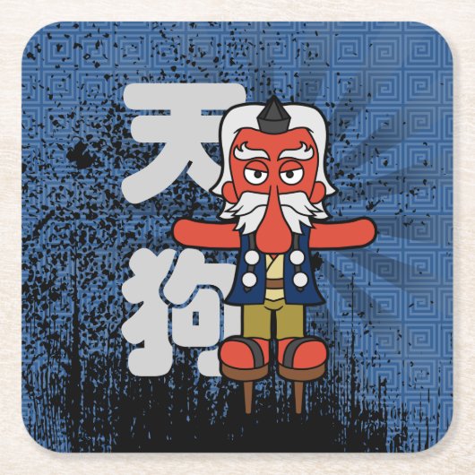 Little Daitengu Yokai Grunge Kartonnen Onderzetters (Voorkant)