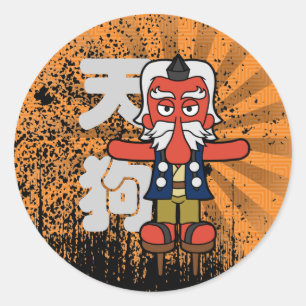 Little Daitengu Yokai Grunge Ronde Sticker