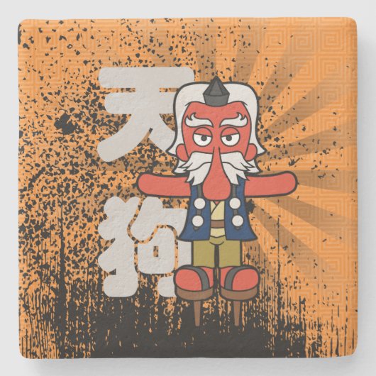 Little Daitengu Yokai Grunge Stenen Onderzetter (Voorkant)