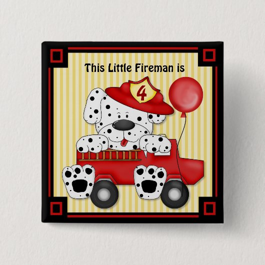 Little Dalmation Fireman - Aanpassen Vierkante Button 5,1 Cm (Voorkant)