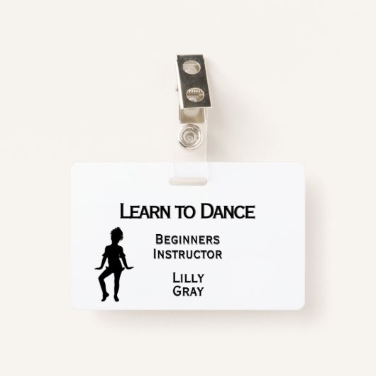 Little Dancer Custom Text 3 Areas Double Side Badge (Voorkant met clip)