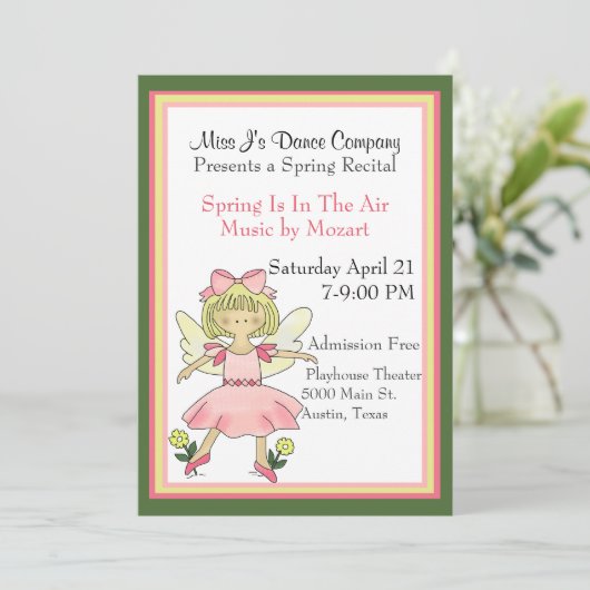 Little Dancer Dance Overweging Invitation Kaart (Staand voorkant)