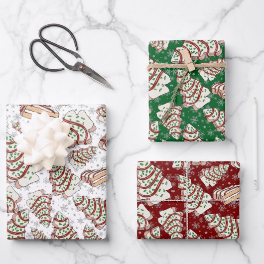 Little Debbie Christmas Tree Snack Cakes Gift Wrap Inpakpapier Vel (Voorkant)