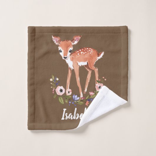 Little Deer baby gepersonaliseerde naam wassen doe Washandje (Wasdoekje)