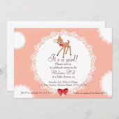 Little Deer Baby shower Invitation Kaart (Voorkant / Achterkant)