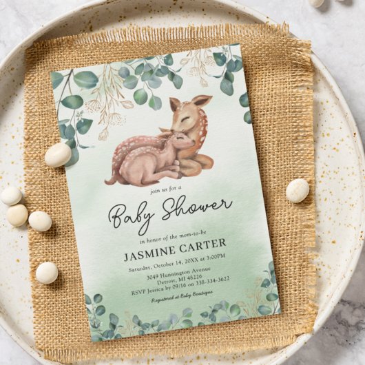 Little Deer Baby shower Invitation Kaart
