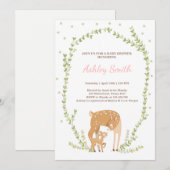 Little Deer baby shower uitnodiging Woodland Fores (Voorkant / Achterkant)