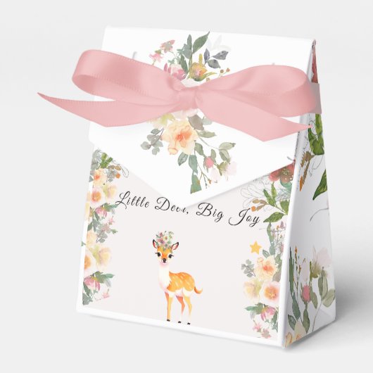 Little Deer, Big Joy Roze bloem Baby shower thema Bedankdoosjes (Voorkant Zijde)