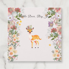 Little Deer, Big Joy Roze bloem Baby shower thema Bedankjes Labels