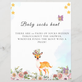 Little Deer, Big Joy Roze bloem Baby shower thema Flyer