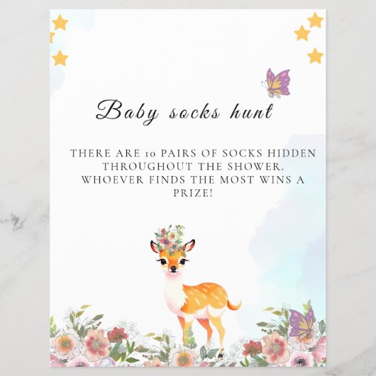 Little Deer, Big Joy Roze bloem Baby shower thema Flyer (Voorkant)