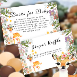 Little Deer, Big Joy Roze bloem Baby shower thema Informatiekaartje