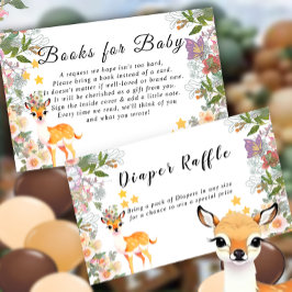 Little Deer, Big Joy Roze bloem Baby shower thema Informatiekaartje