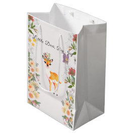 Little Deer, Big Joy Roze bloem Baby shower thema Medium Cadeauzakje
