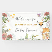 Little Deer, Big Joy Roze bloem Baby shower thema Spandoek (Horizontaal)