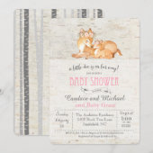 Little Deer Birch Meisje Baby shower Uitnodiging (Voorkant / Achterkant)