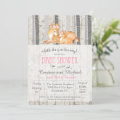 Little Deer Birch Meisje Baby shower Uitnodiging (Staand voorkant)