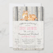 Little Deer Birch Meisje Baby shower Uitnodiging (Voorkant)