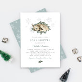 Little Deer Blue en Green Woodland Baby shower Kaart