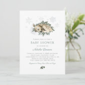 Little Deer Blue en Green Woodland Baby shower Kaart (Staand voorkant)
