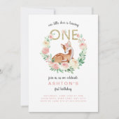 Little Deer eerste verjaardagsfeest uitnodiging (Voorkant)