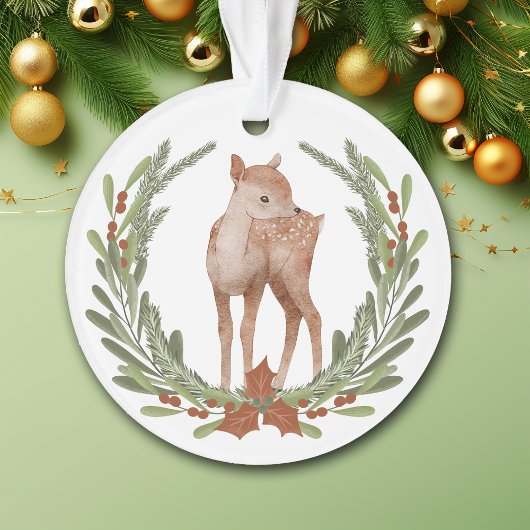 Little Deer Fawn Wreate Grandchild Ornament