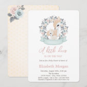 Little Deer Flowers Waterverf Baby shower Kaart (Voorkant / Achterkant)