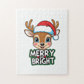 Little Deer met Santa "Merry & Bright" ontwerp Legpuzzel (Verticaal)