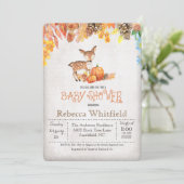 Little Deer Pumpkin Baby shower Invitation Kaart (Staand voorkant)