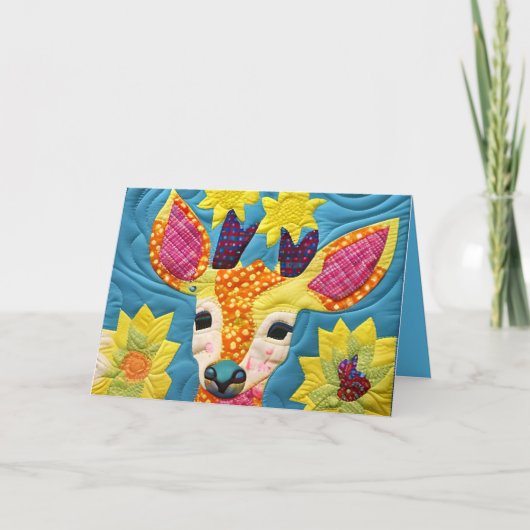 Little Deer Quilt like Design Birthday Kaart (Voorkant)