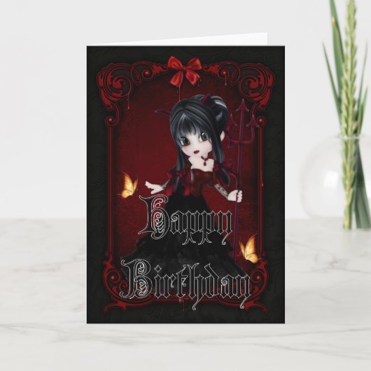 Little Devil 1 Gothic Happy Birthday Kaart (Voorkant)