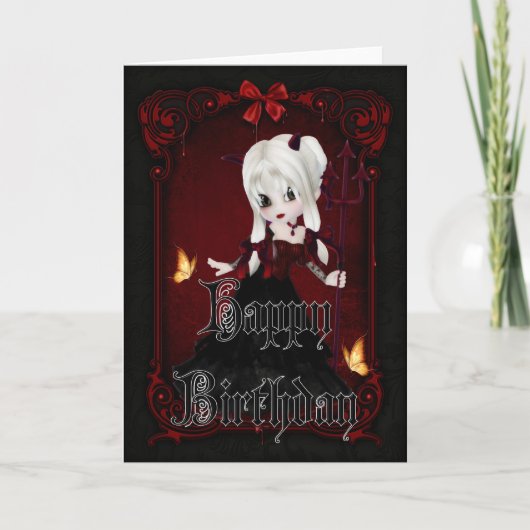 Little Devil 2 Gothic Happy Birthday Kaart (Voorkant)