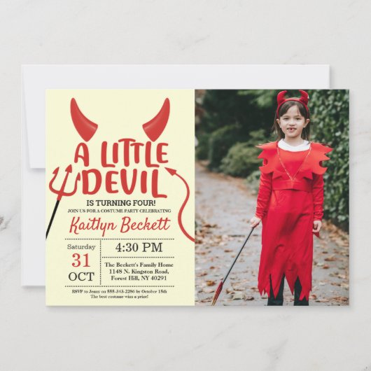 Little Devil Any Age Halloween Birthday Foto Kaart (Voorkant)