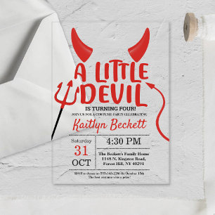 Little Devil any Age Halloween Birthday Party Acryl Uitnodigingen