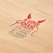 Little Devil any Age Halloween Birthday Party Acryl Uitnodigingen (Laagn)