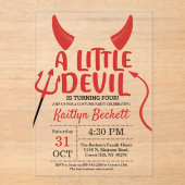 Little Devil any Age Halloween Birthday Party Acryl Uitnodigingen (Voorkant)