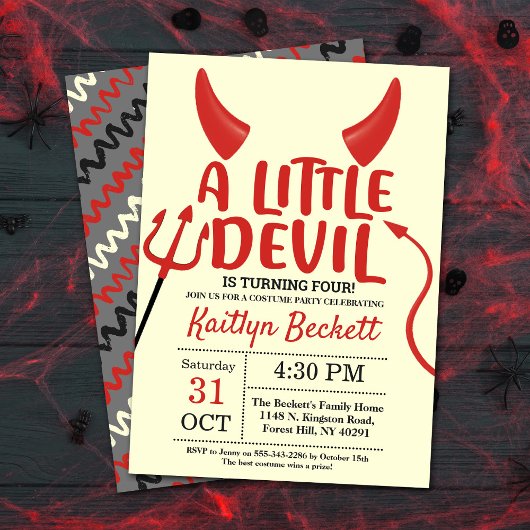 Little Devil any Age Halloween Birthday Party Kaart