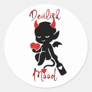 Little Devil Baddie Love Paddle "Duivelse stemming Ronde Sticker
