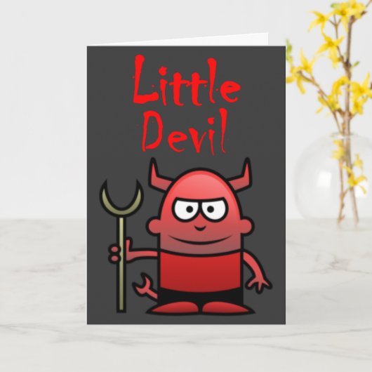 Little Devil Birthday Kaart (Gele Bloem)