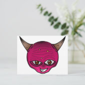 Little Devil Cartoon Head Face Horns Graphic Ympe Briefkaart (Staand voorkant)